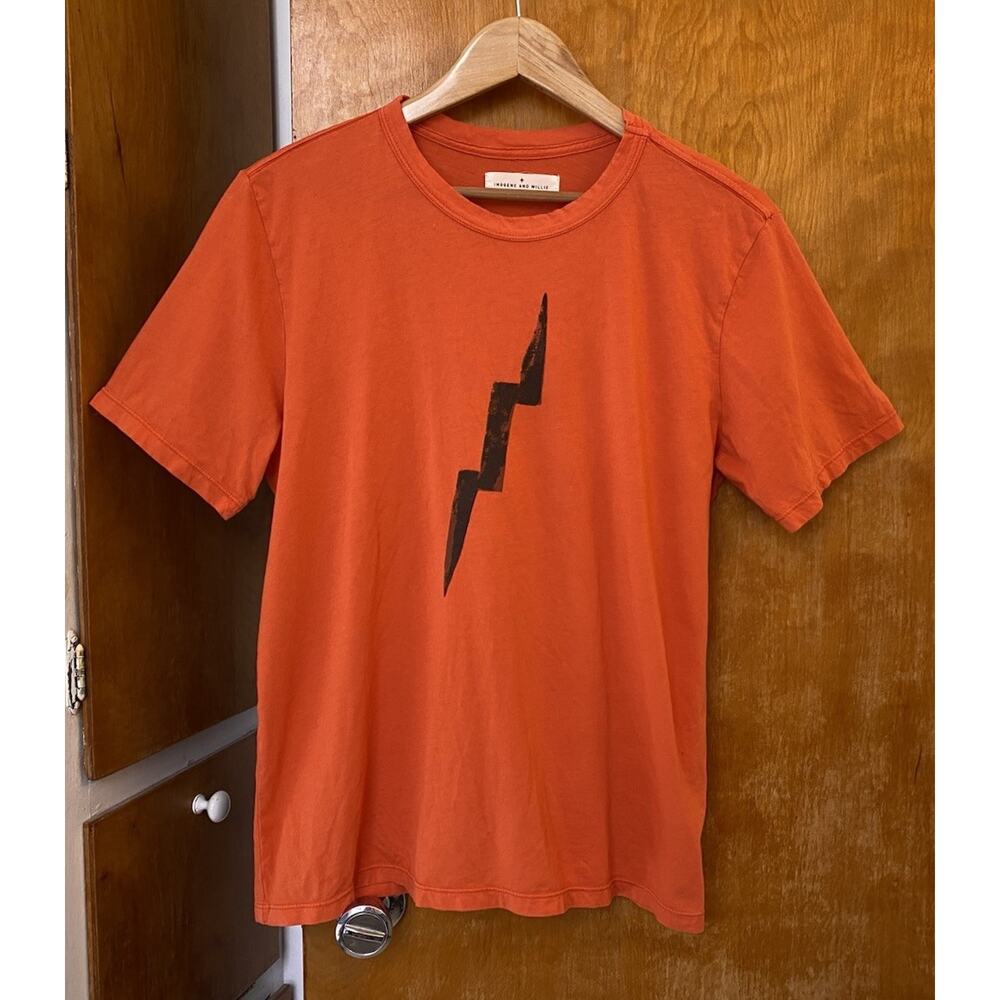 Imogene + Willie The Bolt Tee Size M Orange Graphic T Shirt Vintage Lightning